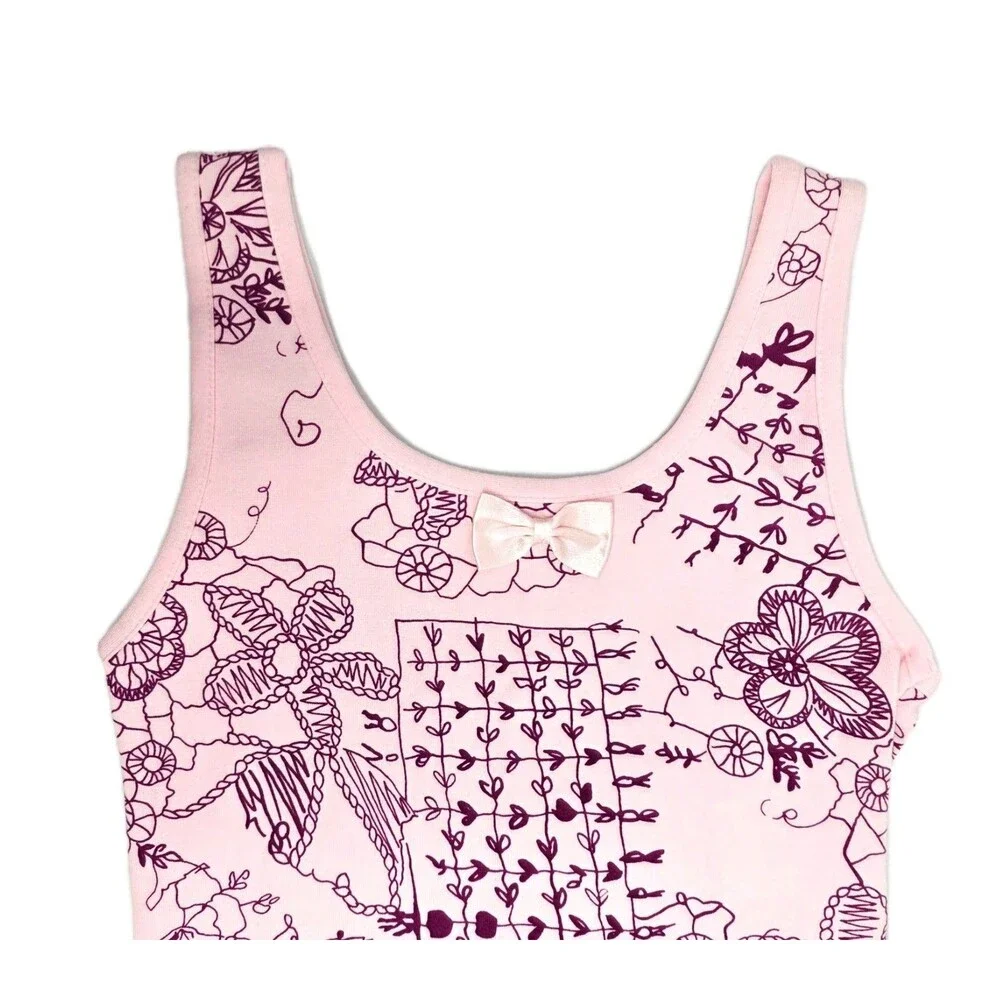 Baryshnikov Kids VTG Pink Antique Lace Cotton Blend Biketard Singlet Size 12/14